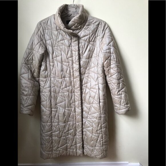 Jones New York Pearl Dual Tone Parka Jacket Coat Down Winter Cozy Tan Pockets M - Picture 3 of 16